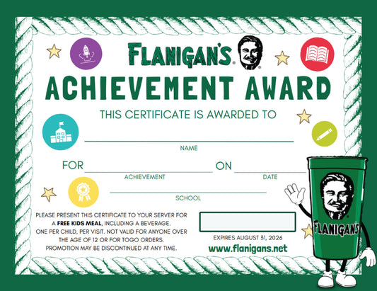 Flanigan's Achievement Award